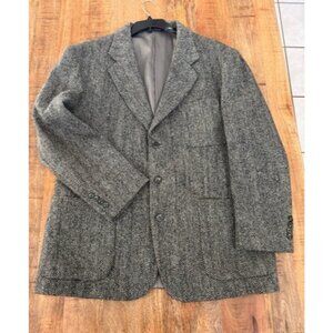 Harris Tweed Hund Club handwoven scottish wool herringbone blazer 44 Regular EUC